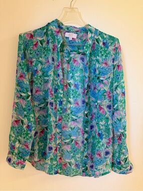 KUT from the Kloth Jasmine Semi-Sheer Chiffon Button-Up
